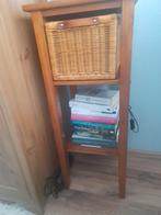 Vintage hout kastje eiken met riten mandje, Ophalen, Zo goed als nieuw