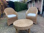 2 rotan stoelen & rotan tafel, Huis en Inrichting, Stoelen, Ophalen, Twee, Bruin, Riet of Rotan