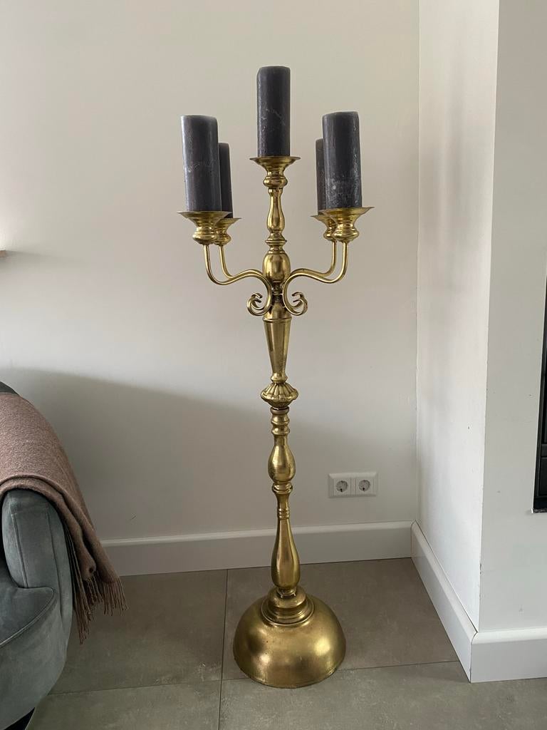 Goudkleurige Kandelaar met 5 Armen, Huis en Inrichting, Woonaccessoires | Kandelaars en Kaarsen, Ophalen, Zo goed als nieuw, Kandelaar