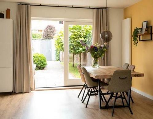 Linnen gordijnen, Huis en Inrichting, Stoffering | Gordijnen en Lamellen, Zo goed als nieuw, 200 cm of meer, Beige, Ophalen