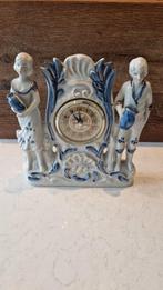Prachtige vintage blauw/witte porseleinen schouwklok, Antiek en Kunst, Ophalen of Verzenden