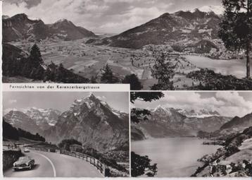 Zwitserland, Kerenzerbergstrasse met auto's, Mercedes 190 SL beschikbaar voor biedingen