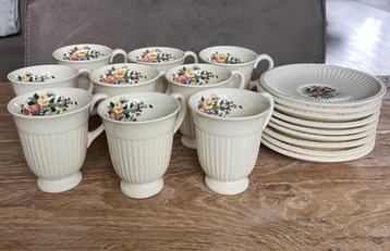 Wedgwood Conway - 9x koffie kop en schotel, zgan, per stuk beschikbaar voor biedingen