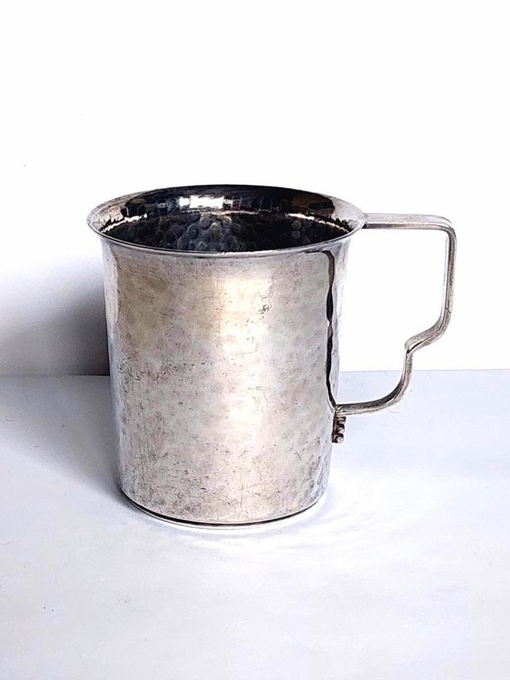 Geboortebeker verzilverd, Antiek en Kunst, Curiosa en Brocante, Ophalen of Verzenden