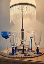 Vintage Luminarc Blauw Wit Glazen Set, Ophalen of Verzenden