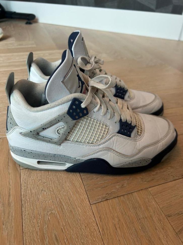 Air Jordan 4 midnight navy, Kleding | Heren, Schoenen, Gedragen, Sneakers of Gympen, Wit, Verzenden