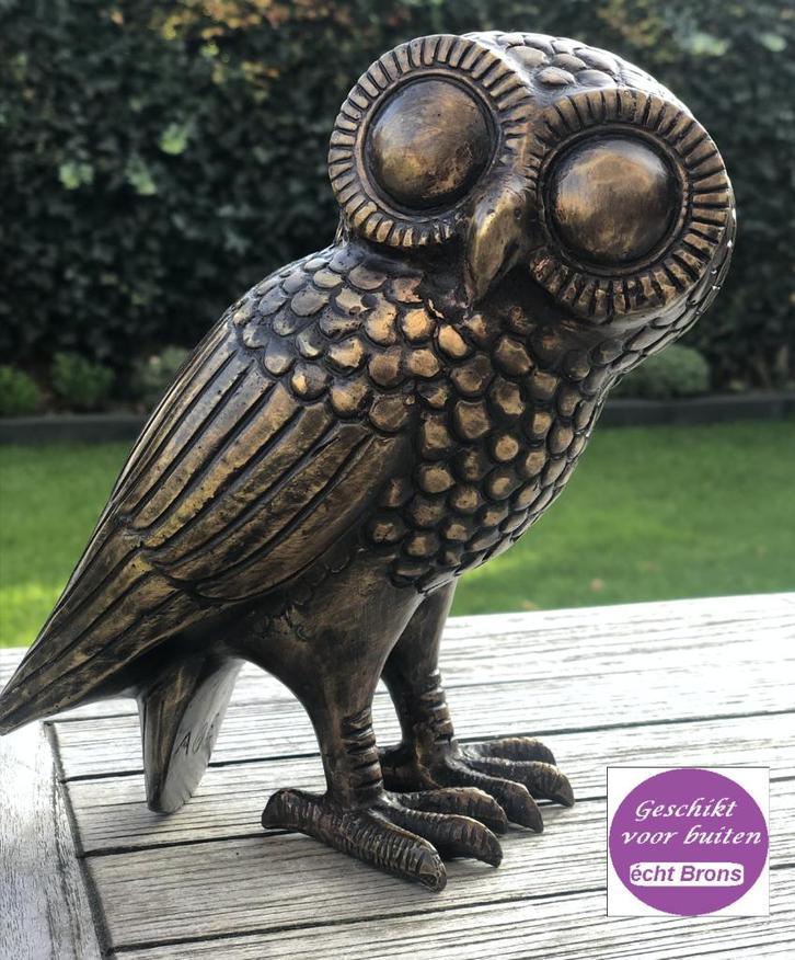 Bronzen uiltje op sokkel Bronzenbeelden - winkel, Antiek en Kunst, Kunst | Beelden en Houtsnijwerken, Ophalen of Verzenden