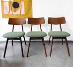 Set vintage Topform eetkamerstoelen opnieuw gestoffeerd, Huis en Inrichting, Stoelen, Ophalen, Hout, Gebruikt, Overige kleuren