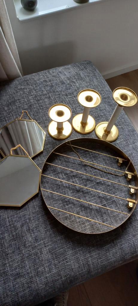 LOT KOPERKLEURIGE KANDELAARS/SPIEGELS/KAARTENHOUDER IKEA/DRA, Huis en Inrichting, Woonaccessoires | Overige, Zo goed als nieuw