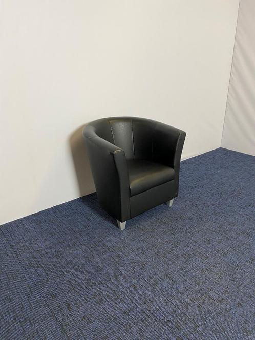 2 x Fauteuil Romeo, zwart kunstleder, Huis en Inrichting, Fauteuils, Gebruikt, Leer, 50 tot 75 cm, Minder dan 75 cm, Ophalen