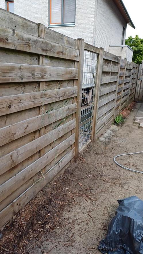GRATIS Ongeveer 15 m aan schutting onbehandeld hout, Tuin en Terras, Schuttingen, Gebruikt, Hout, 1 tot 2 meter, 6 meter of meer