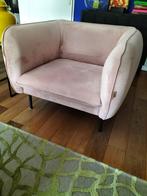 Zacht roze velvet fauteuil te koop, Huis en Inrichting, Fauteuils, Ophalen, Gebruikt, Minder dan 75 cm, 75 tot 100 cm