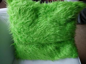 Vierkant groen kussen, knalgroen, fluffy 50 x 50 cm beschikbaar voor biedingen