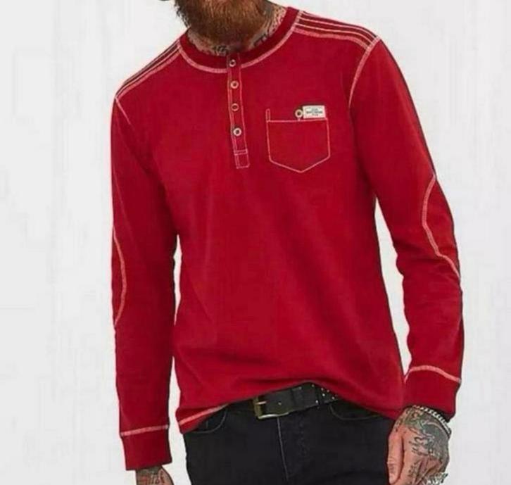 Buster Henley - Red by Joe Browns L vest trui sweater Katoen, Kleding | Heren, Truien en Vesten, Nieuw, Maat 52/54 (L), Rood, Ophalen of Verzenden