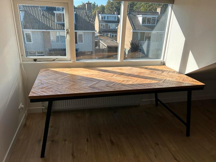 Karwei Mateo Tafelblad Visgraat Teakhout 200x90cm, Huis en Inrichting, Tafelonderdelen, Zo goed als nieuw, Tafelblad, 150 tot 200 cm