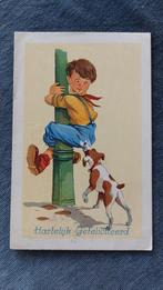 Joop Dam?, Hart.Gefeliciteerd, jongen klimt in paal hond, Verzamelen, Ansichtkaarten | Themakaarten, Verzenden, 1940 tot 1960