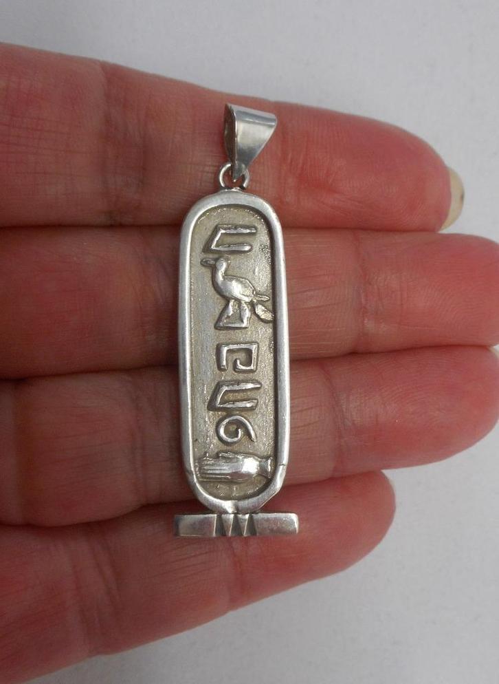 Zilveren vintage Egyptische symbolen hanger nr.631, Sieraden, Tassen en Uiterlijk, Kettinghangers, Zo goed als nieuw, Zilver, Zilver