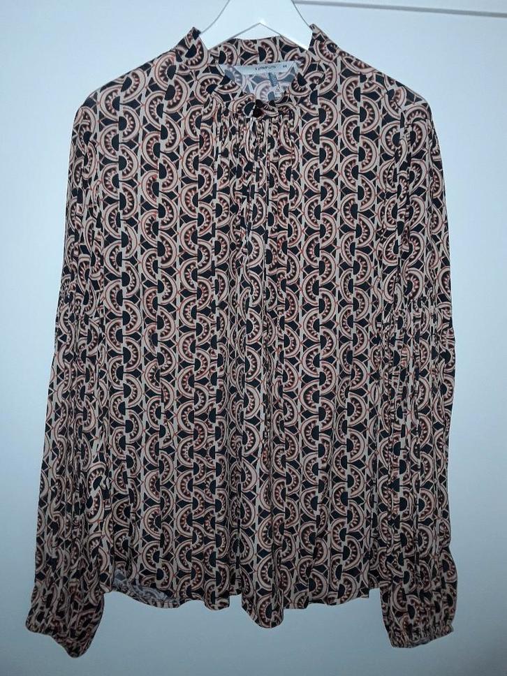 Summum Zwart/Beige/Rode Blouse Met Print Maat 44, Kleding | Dames, Blouses en Tunieken, Nieuw, Maat 42/44 (L), Zwart, Ophalen of Verzenden
