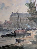 Haven gezicht, Antiek en Kunst, Kunst | Schilderijen | Klassiek, Ophalen of Verzenden