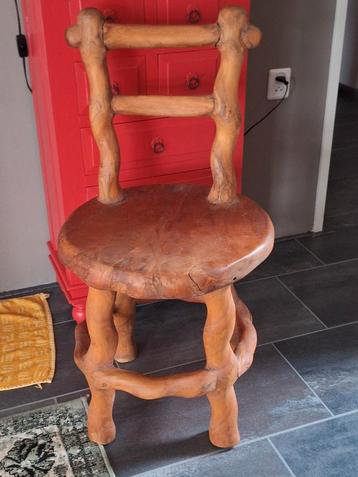 Unieke teakhouten stoel wavy chair golvende hout 