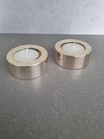 2 zilverkleurige theelichthouders met strass, Nieuw, Ophalen of Verzenden, Dorcaswinkelkapelle@dorcas.nl, Metaal