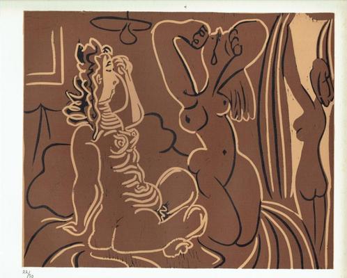 Picasso Three Women Linocut Genummerd, Antiek en Kunst, Kunst | Litho's en Zeefdrukken, Ophalen of Verzenden