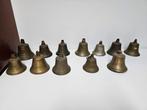 Partij koperen bellen 12 stuks  voor €110,-!, Antiek en Kunst, Ophalen