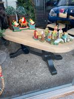 Massief houten salontafel met dik blad en bolpoten, Ophalen of Verzenden