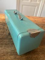 Vintage, retro emaille koekblik blauw/groen, Ophalen of Verzenden