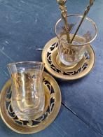 Turkse theeglazen met schotels en lepels, Glas of Glazen, Gebruikt, Ophalen of Verzenden, Glas