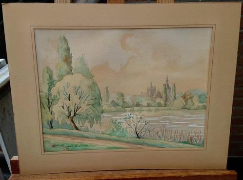 Cornelis van Es De Ijzeren Vrouw, Den Bosch 1958 aquarel, Antiek en Kunst, Kunst | Schilderijen | Klassiek, Verzenden
