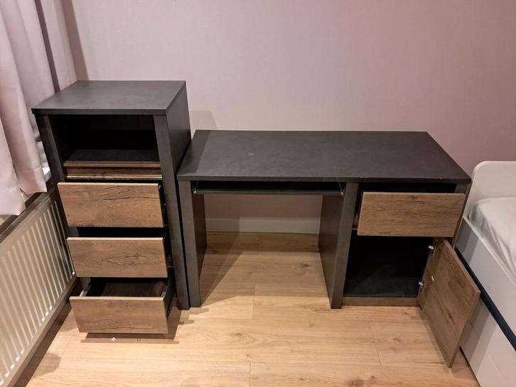 Bureau met ladekast - goede staat, Huis en Inrichting, Bureaus, Gebruikt, Bureau, Ophalen of Verzenden