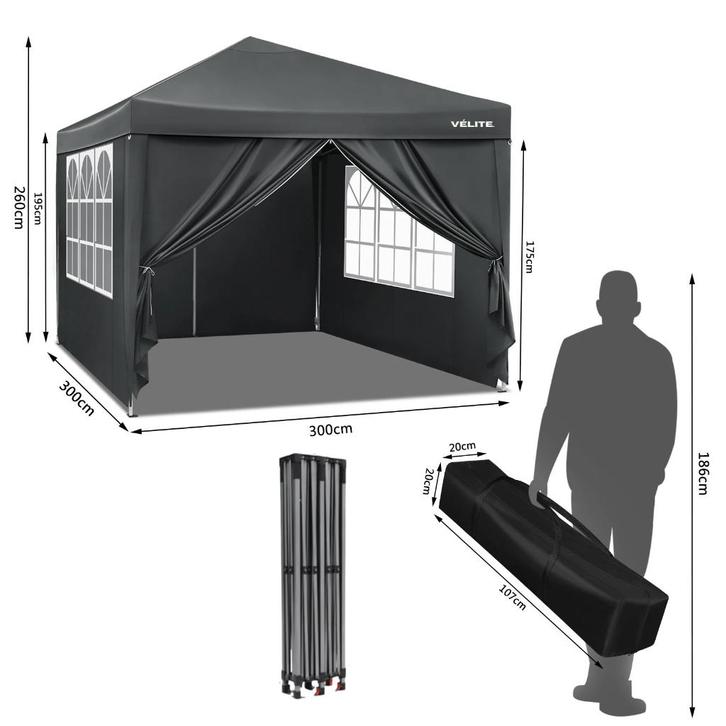 Partytent 3x3 800D Kwaliteit, Tuin en Terras, Partytenten, Nieuw, Partytent, 2 meter of meer, Minder dan 5 meter, Minder dan 4 meter