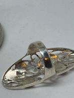 Zilveren ring met echte bloedkoraal maat 12, Antiek en Kunst, Ophalen, Zilver