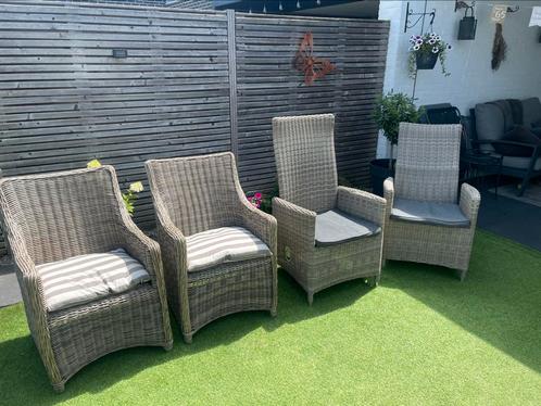 4 tuinstoelen kunsstof en riet, Tuin en Terras, Tuinsets en Loungesets, Zo goed als nieuw, Kunststof, Stoel, Ophalen of Verzenden