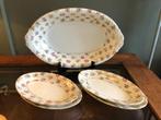 Vintage Bloemmotief Schaal met 4 Bordjes., Ophalen of Verzenden