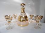 Art Deco Likeurset Booms glas, goud/gesatineerd, Antiek en Kunst, Antiek | Glas en Kristal, Ophalen of Verzenden