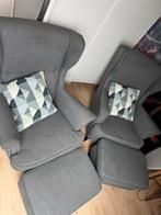 2x STRANDMON fauteuil en voetenbank, Ophalen, Gebruikt, Stof