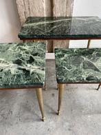 Vintage tafeltjes groen marmer jaren 60, Antiek en Kunst, Ophalen