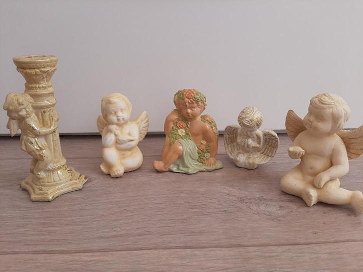 Partij 5 x vintage beeldjes engelen engeltjes, Verzamelen, Beelden en Beeldjes, Gebruikt, Ophalen