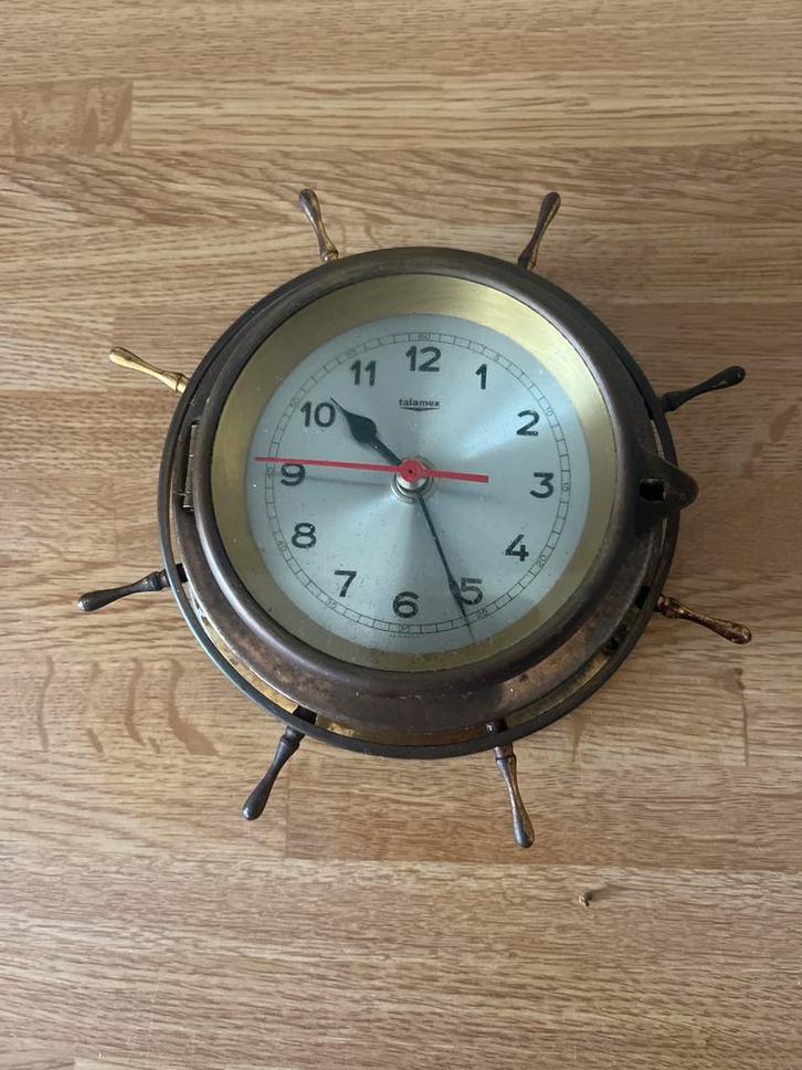 Vintage Talamex Scheepswiel Klok Maritiem Thema Decoratie Kl, Antiek en Kunst, Antiek | Klokken, Ophalen of Verzenden