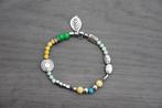 Armband zilver met gekleurde kralen en bedels, Gebruikt, Ophalen of Verzenden, Met bedels of kralen, Zilver