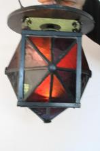 Antieke glas in lood hanglamp, Antiek en Kunst, Antiek | Lampen, Verzenden