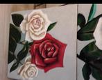 Te koop twee mooie witte en rode rozen schilderijen., Ophalen of Verzenden