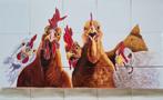 Handbeschilderd tegeltableau op authentieke Friese witjes, 40 tot 60 cm, Nieuw, Ophalen of Verzenden, Wandtegels