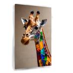 Regenboog Mozaïek Giraffe Kunstwerk canvas 60x90cm - 18mm., Nieuw, 75 tot 100 cm, Print, Oorspronkelijke maker