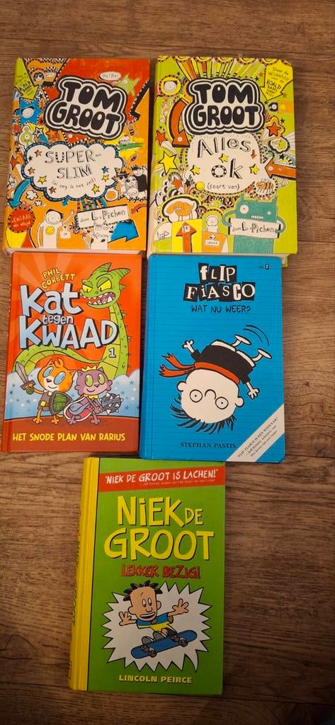 5x kinderboeken, Tom Groot, Flip Fiasco, Niek de Groot, Boeken, Ophalen of Verzenden