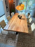 6 eetkamerstoelen, RVS frame en lederen zitting, Huis en Inrichting, Stoelen, Ophalen, Gebruikt, Wit, Metaal