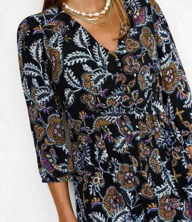 Bash jurk Volver, zwart met bloemenprint, Kleding | Dames, Jurken, Nieuw, Maat 38/40 (M), Zwart, Boven de knie, Ophalen of Verzenden