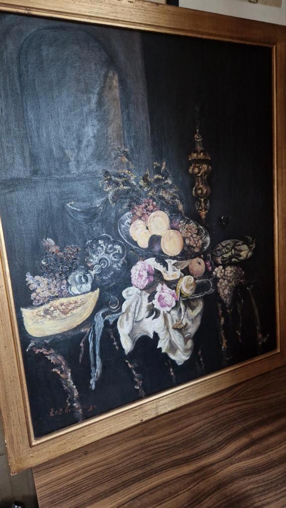 Olieverf Schilderij Stilleven met Fruit, Antiek en Kunst, Kunst | Schilderijen | Klassiek, Ophalen of Verzenden